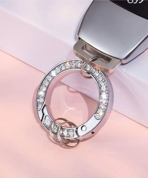 2PCS Rhinestone Keychain Set Gold and Silver Luxury Bag Charm Car Key Holder for Women