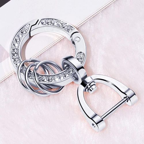 2PCS Rhinestone Keychain Set Gold and Silver Luxury Bag Charm Car Key Holder for Women