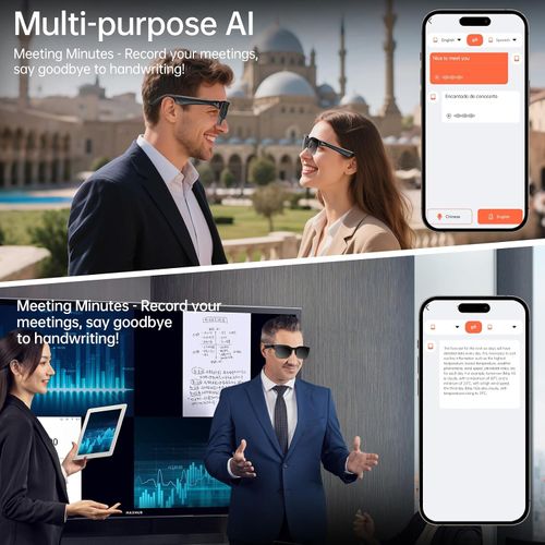AI Smart Translation Glasses Real-Time Voice Translator Bluetooth Call Smart Sunglasses AI Assistant HD Audio Travel Business Glasses