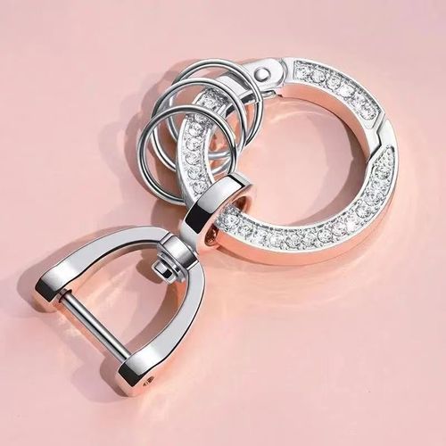 2PCS Rhinestone Keychain Set Gold and Silver Luxury Bag Charm Car Key Holder for Women