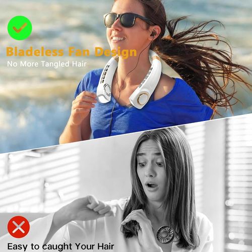 Silent neck fan 💨 5-speed adjustable 🌀 Neckband fan suitable for running, walking, shopping.❄️