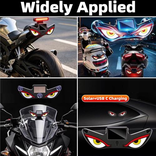 👁️Solar Eyes LED Car Window Light, Wireless No Drill, Solar Powered Demon Eyes Warning Lights for Cars, Windshield Rear Window, Waterproof LED Eyes, Suitable for: Cars, Trucks, Motorcycles