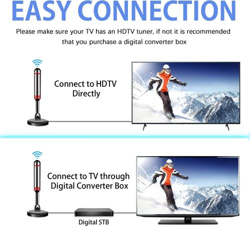 Digital TV Antenna Indoor Outdoor HD 1080P DVB-T2 DTMB Signal Booster TV Antenna with Amplifier Free Local Channels Reception