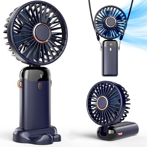 Portable Neck Fan Rechargeable Mini Cooling Fan 5 Speed LED Display Handheld Desktop Wearable 3 in 1 Summer Cooling Fan