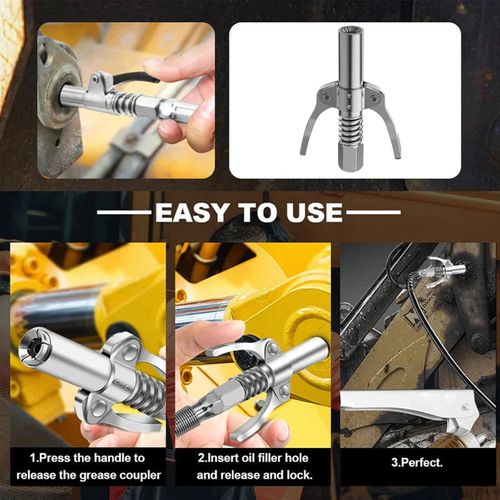Strong Lock on Grease Couplers with Spring Flex Hose（Second one half price）