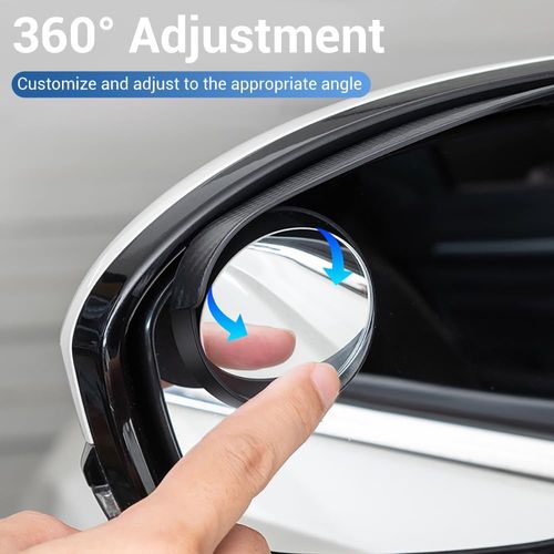 🚗2 PCS Car Rearview Mirror Rain Wyebrow Small Round Mirror, 360° Adjustable Reflector Reversing Blind Spot Mirror Rain Eyebrow, Clear Vision Parts, Universal for Cars