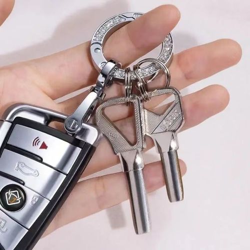 2PCS Rhinestone Keychain Set Gold and Silver Luxury Bag Charm Car Key Holder for Women