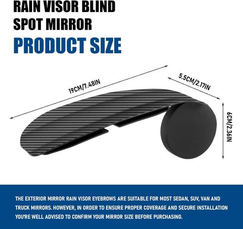 🚗2 PCS Car Rearview Mirror Rain Wyebrow Small Round Mirror, 360° Adjustable Reflector Reversing Blind Spot Mirror Rain Eyebrow, Clear Vision Parts, Universal for Cars