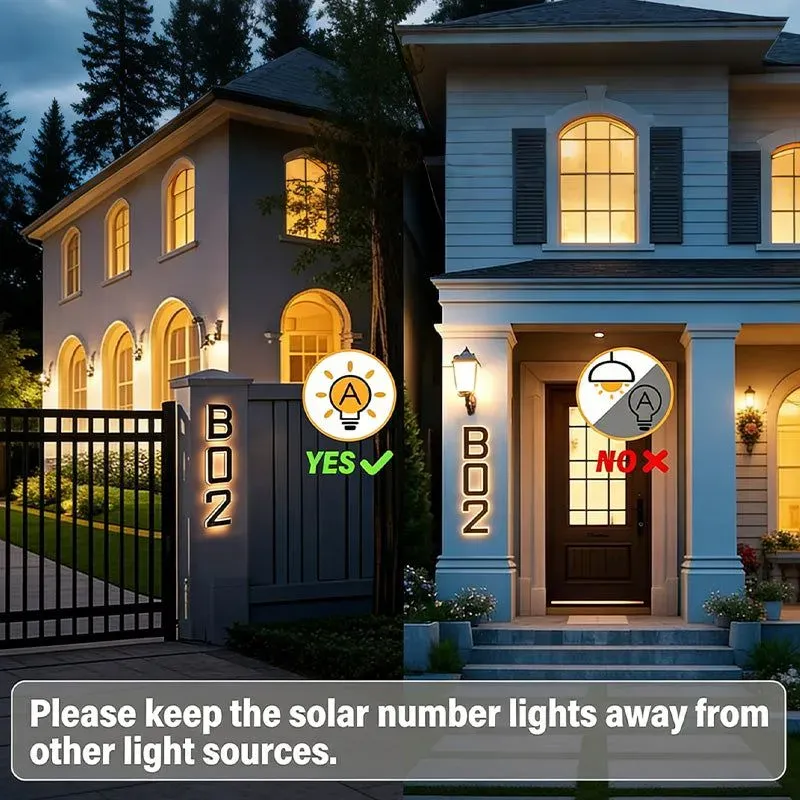 9 Inch Solar Lighted House Numbers for Outside, Light Up Waterproof LED Address Numbers Signs for Houses, Large Personalized Illuminated Exterior Modern House Numbers Light