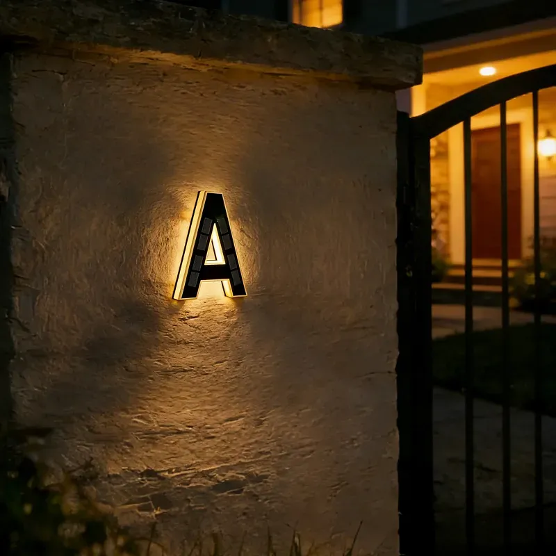 9 Inch Solar Lighted House Numbers for Outside, Light Up Waterproof LED Address Numbers Signs for Houses, Large Personalized Illuminated Exterior Modern House Numbers Light