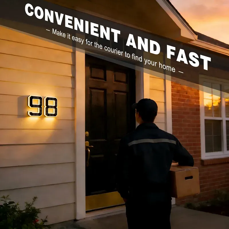 9 Inch Solar Lighted House Numbers for Outside, Light Up Waterproof LED Address Numbers Signs for Houses, Large Personalized Illuminated Exterior Modern House Numbers Light