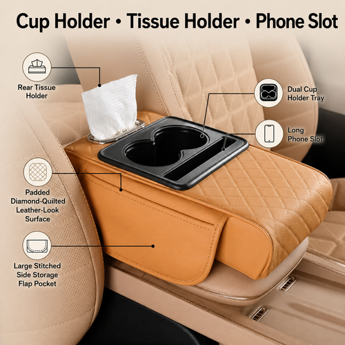 Multifunctional car armrest cushion