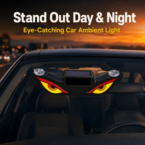 🔥Hot Seller🔥 COD！Solar Powered Type C Charging, Wireless, Universal Car LED Warning Light with Decorative Dynamic Eye Shaped Ambient Lighting
