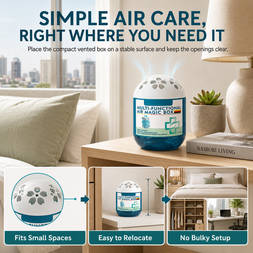 🛒HOT DEAL🛒 COD！Air Deodorizing Aromatherapy Magic Box with Ultra-Strong Suction for Purifying Home Air—Magic Box Air Freshener.Nairobi Inventory | Ships in 48 Hours | 7-Day No-Questions-Asked Returns and Exchanges. Cash-on-Delivery orders will be shipped from our Nairobi warehouse within 48 hours. Delivery takes 1–3 business days.