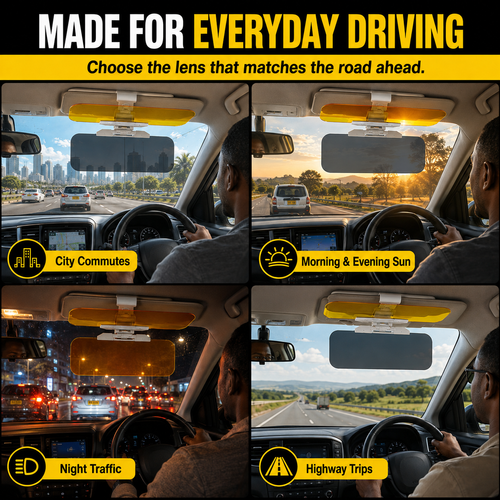 ⚡BEST SELLER⚡ COD！Car Sun Visor, Nighttime Anti-Glare Visor, Sun Visor, Suction-Cup Mount, Universal In-Car Sun Visor, Eye Protection Goggles.Nairobi Inventory | Ships in 48 Hours | 7-Day No-Questions-Asked Returns and Exchanges. Cash-on-Delivery orders will be shipped from our Nairobi warehouse within 48 hours. Delivery takes 1–3 business days.