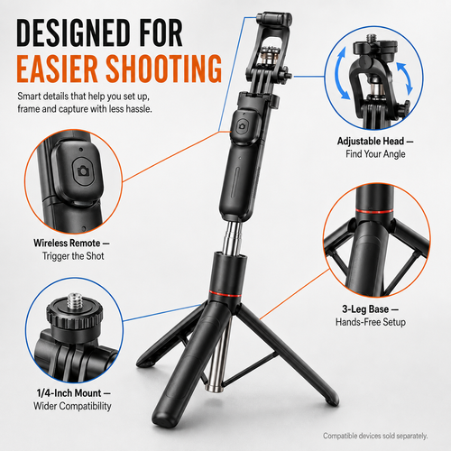 🔥MEGA DISCOUNT🔥 COD！Selfie Anti-Shake Retractable Tripod, Portable Travel Phone Mount, Bluetooth Photography Gadget, Floor-Standing Selfie Stick.Nairobi Inventory | Ships in 48 Hours | 7-Day No-Questions-Asked Returns and Exchanges. Cash-on-Delivery orders will be shipped from our Nairobi warehouse within 48 hours. Delivery takes 1–3 business days.