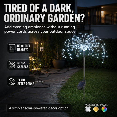🎇SPECIAL SALE🎇 COD！Solar-Powered Firework Lights, Outdoor Waterproof Dandelion Ground-Stick Lights, Courtyard and Garden Lawn Lights, Balcony Decorations.Nairobi Inventory | Ships in 48 Hours | 7-Day No-Questions-Asked Returns and Exchanges. Cash-on-Delivery orders will be shipped from our Nairobi warehouse within 48 hours. Delivery takes 1–3 business days.