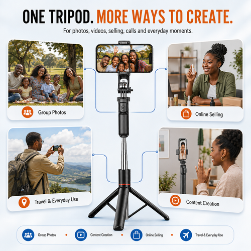 🔥MEGA DISCOUNT🔥 COD！Selfie Anti-Shake Retractable Tripod, Portable Travel Phone Mount, Bluetooth Photography Gadget, Floor-Standing Selfie Stick.Nairobi Inventory | Ships in 48 Hours | 7-Day No-Questions-Asked Returns and Exchanges. Cash-on-Delivery orders will be shipped from our Nairobi warehouse within 48 hours. Delivery takes 1–3 business days.