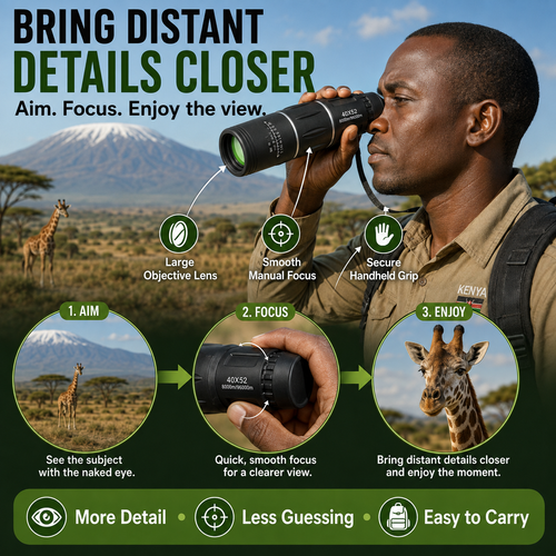 🎉｜SUPER SALE｜COD ⚡Monocular Telescope: High-Magnification, High-Definition, Outdoor, Portable.Nairobi Inventory | Ships in 48 Hours | 7-Day No-Questions-Asked Returns and Exchanges. Cash-on-Delivery orders will be shipped from our Nairobi warehouse within 48 hours. Delivery takes 1–3 business days.