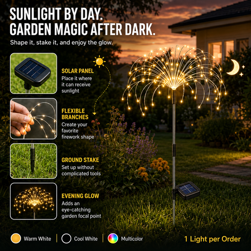 🎇SPECIAL SALE🎇 COD！Solar-Powered Firework Lights, Outdoor Waterproof Dandelion Ground-Stick Lights, Courtyard and Garden Lawn Lights, Balcony Decorations.Nairobi Inventory | Ships in 48 Hours | 7-Day No-Questions-Asked Returns and Exchanges. Cash-on-Delivery orders will be shipped from our Nairobi warehouse within 48 hours. Delivery takes 1–3 business days.