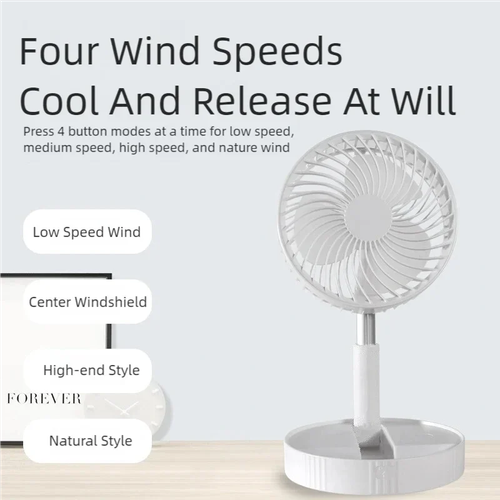 Foldable retractable fan with USB charging