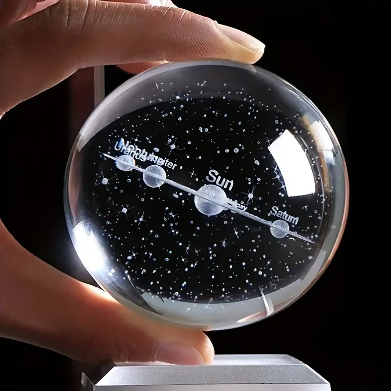 23 3D Solar System Crystal Ball with Color Changing Base