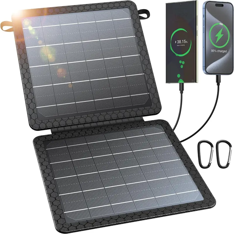 10W Portable Solar Panel, IP65 Waterproof Foldable Solar Cell