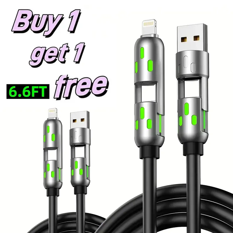 4 in 1 USB-C cable, PD fast charging, data sync, USB-A, Type-C