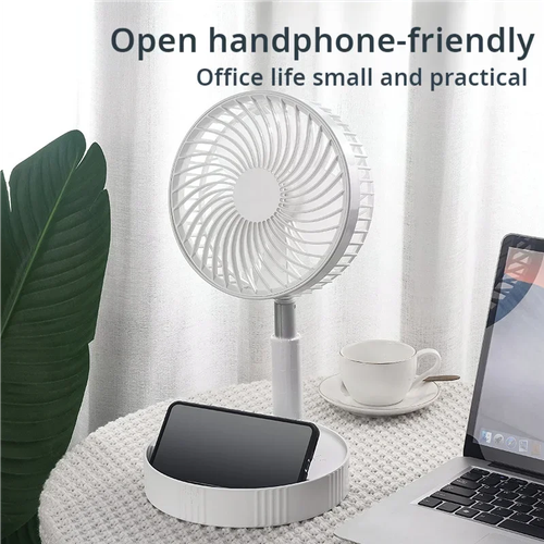 Foldable retractable fan with USB charging