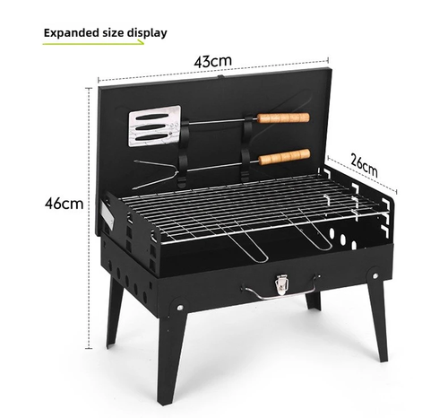 Outdoor folding barbecue grill