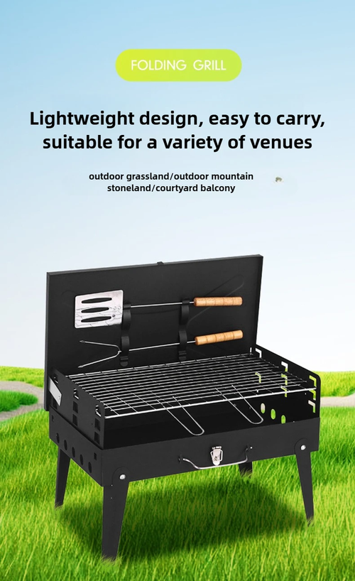 Outdoor folding barbecue grill
