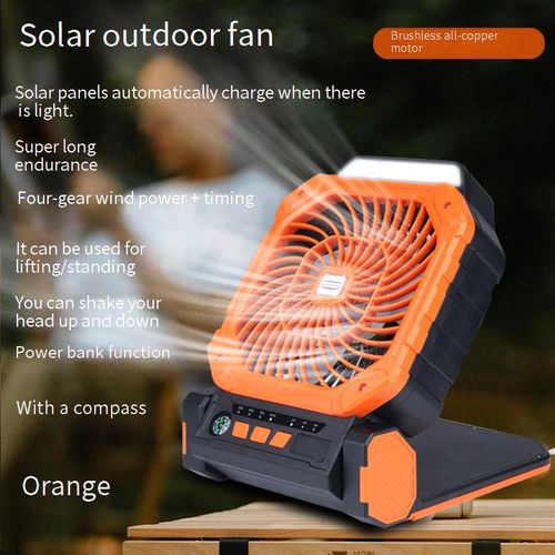 Solar fan for camping with strong wind and timer