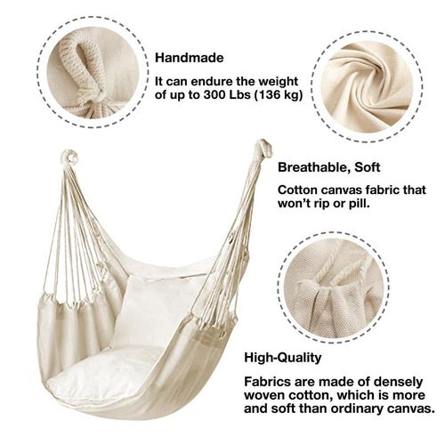 Hammock chair hanging chair with 2 pillows