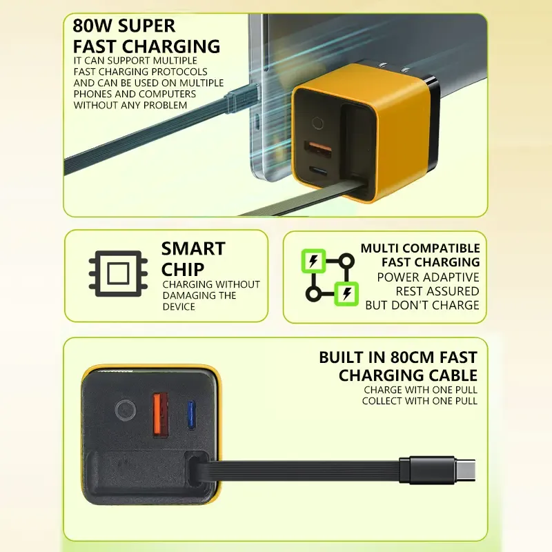 3-in-1 GaN charger scalable 80W MAX