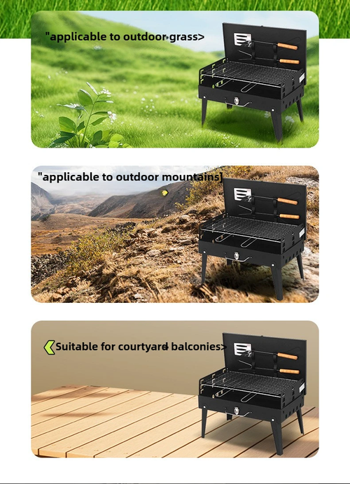 Outdoor folding barbecue grill