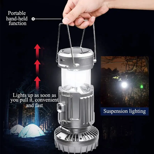 Bright Outdoor LED Camping Light with Fan – USB & Battery Powered, White Light, Portable