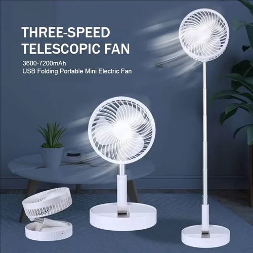 Foldable retractable fan with USB charging
