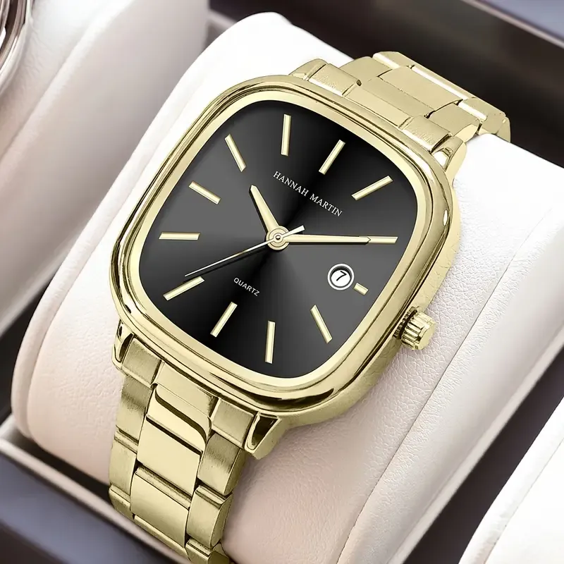 8 New Steel Band Men's Waterproof Quartz Square Watch（新款钢带男士防水手表石英方表）