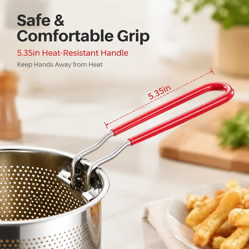 3Pcs Stainless Steel Small Compact Countertop Deep Fryer Set