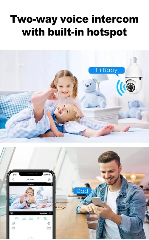 Light Bulb Camera Wireless WiFi Indoor Panoramic HD