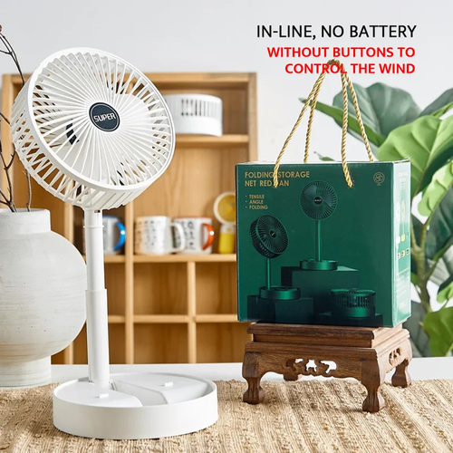 Foldable retractable fan with USB charging