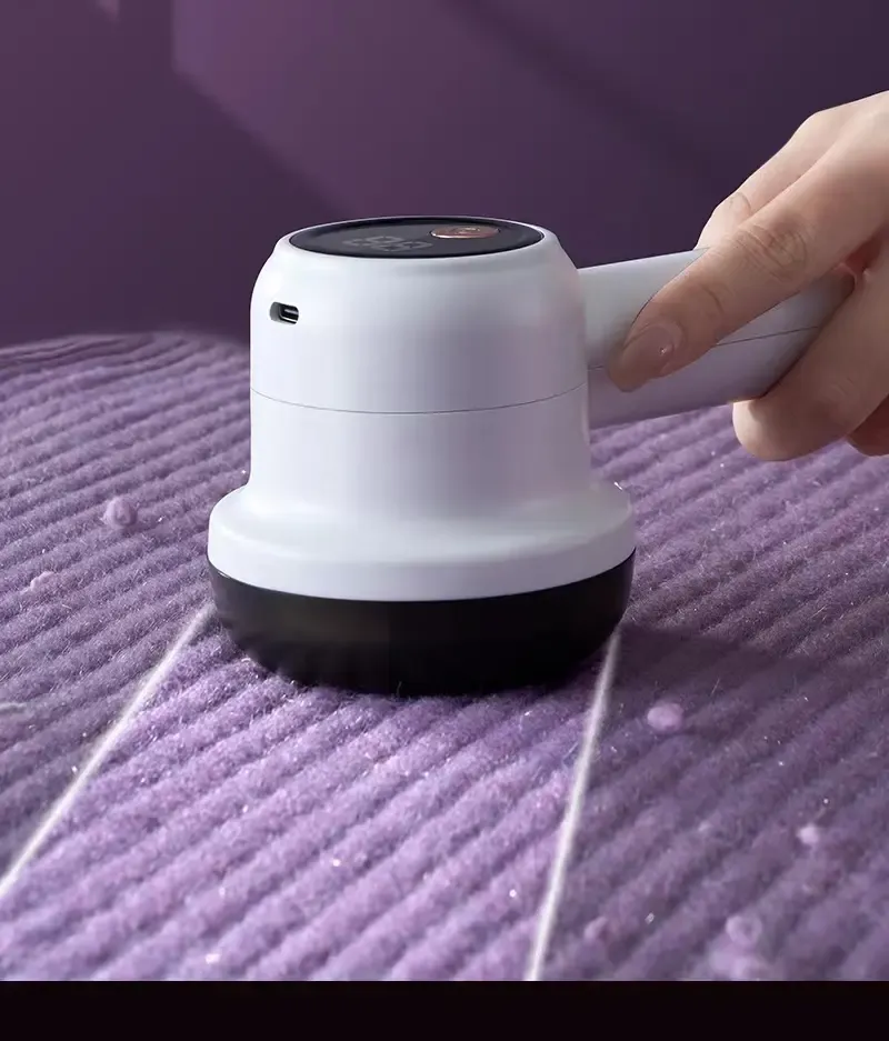 Rechargeable Fabric Shaver, includes 1 blade head, 3-speed settings, and LED display.