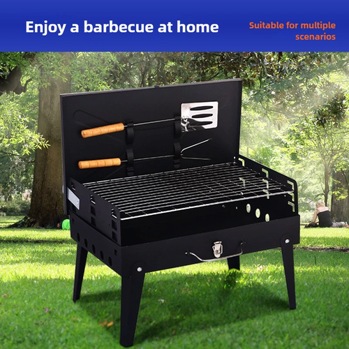 Outdoor folding barbecue grill