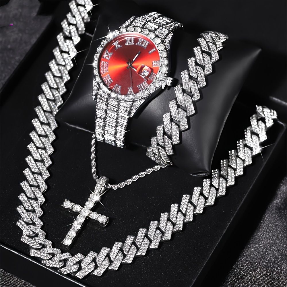 Luxury Steel Band Quartz Watch with Diamonds