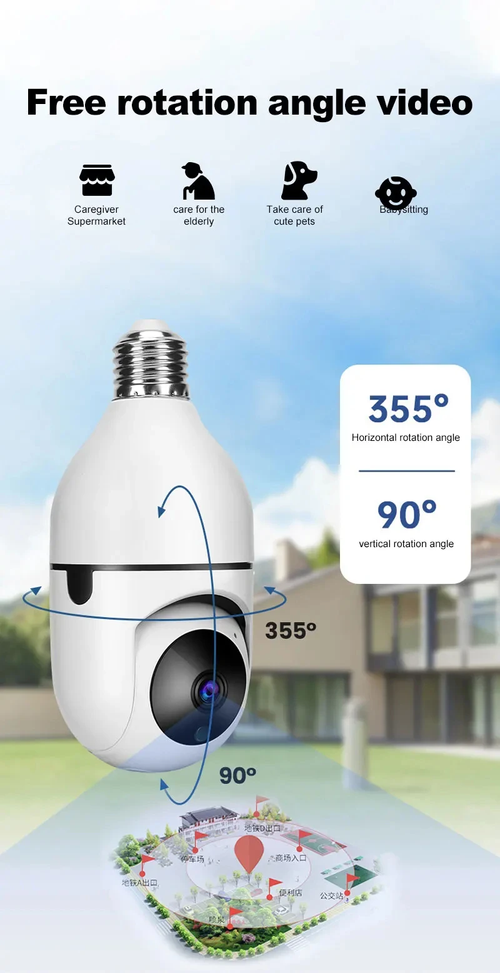 Light Bulb Camera Wireless WiFi Indoor Panoramic HD