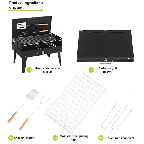 Outdoor folding barbecue grill
