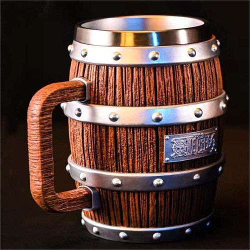 Resin cup Huaqi MCA14 retro cartoon resin beer cup stainless steel cartoon family dinner whiskey cup