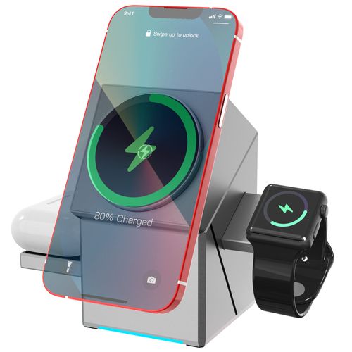 Apple Watch Iphone 16 15 14 13 Automatic Rotating Foldable Magnetic 3 in 1 Wireless Charger