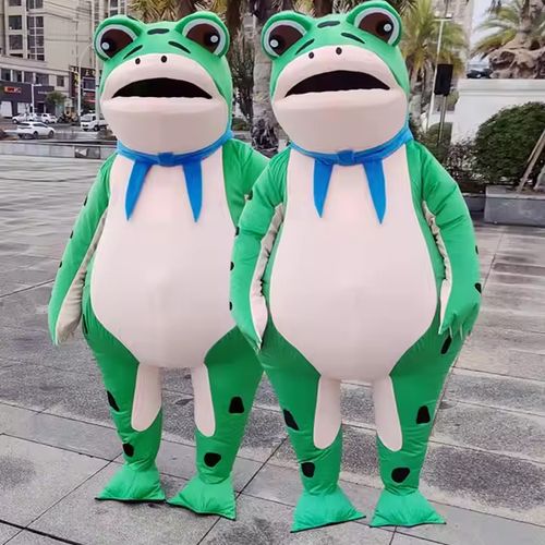 Desenhos animados engraçados adulto traje de sapo inflável mascote traje de role-playing entrega em casa contra reembolso