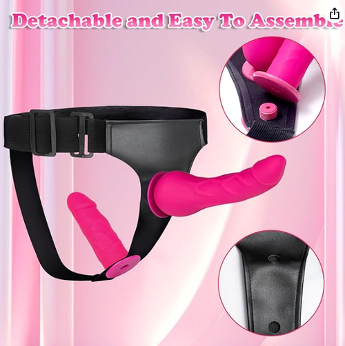 Strap On Dildo Womens Sex Toys - Wearable Strap On Harness with 2 Removeable Realistic Dildos Anal Dildo Female Sex Toys Fantasy Dildos, Adjustable Strapless Strapon G-Spot Sex Toy for Women